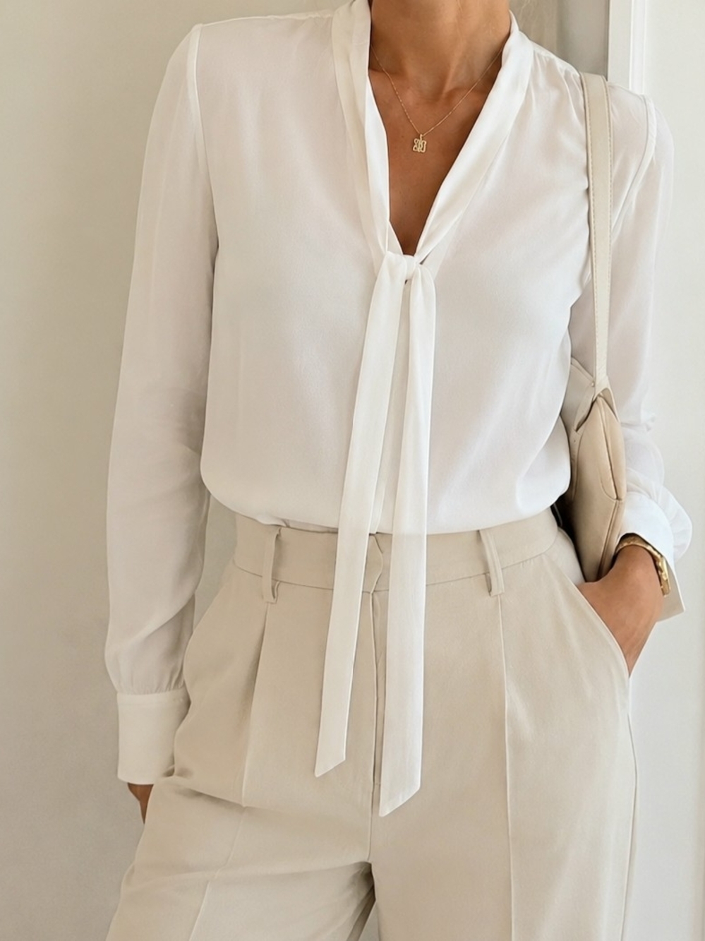 J.Crew White Tie Neck Shirts XS Relaxed Flowy Fit 100% Viscose Top